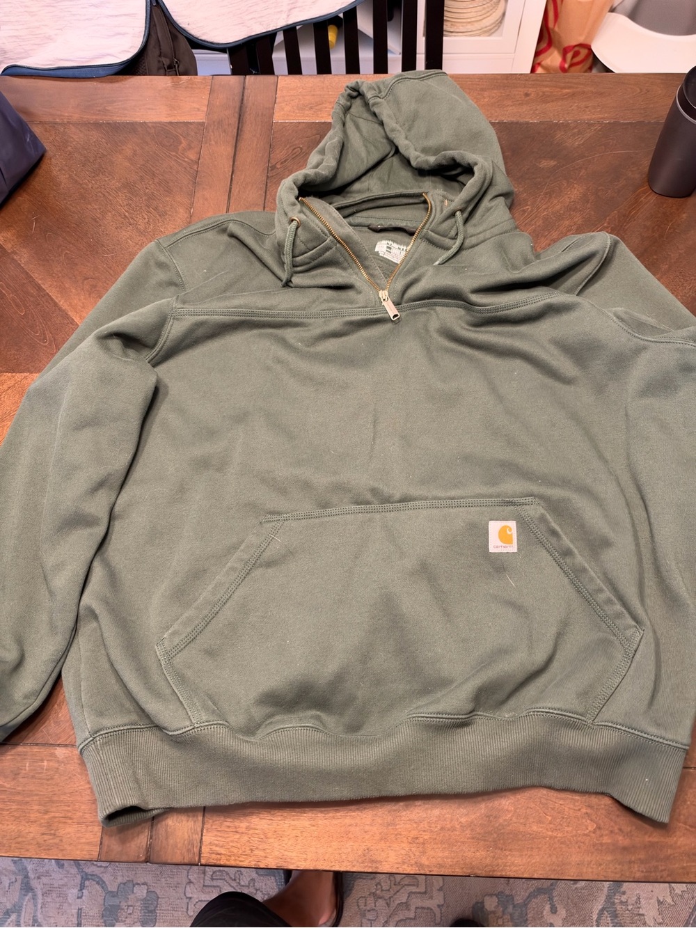 Carhartt Green Quarter-Zip Hooded Pullover